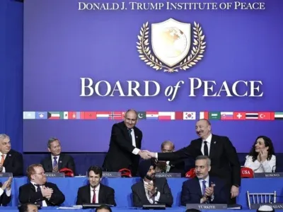 Пашинян и Алиев поприсутствовали на открытии заседания Совета мира Трампа 2 aliyev pashinyan board of peace 2 20 2025 новости "Совет мира" по Газе, OC Media, Алиев-Пашинян, Совет мира, Совет мира Трампа, ХАМАС