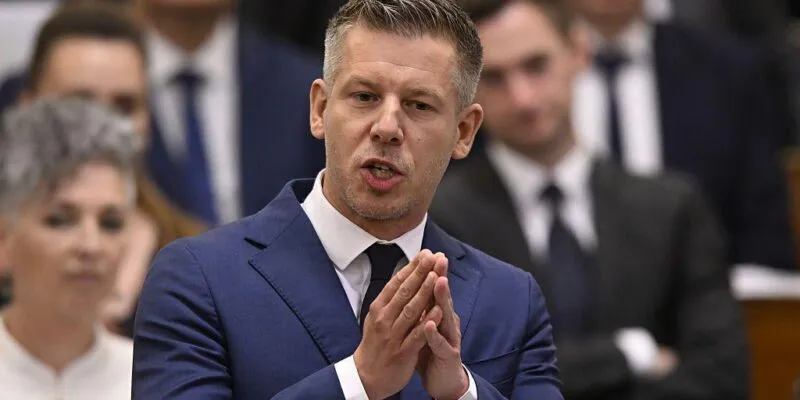 Hungary's prime minister Péter Magyar speaking in parliament in Budapest