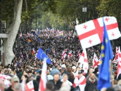 Опрос: 49% жителей Грузии считают - страна движется в неверном направлении к ЕС 2 georgia 4 october election protest 1 новости EU Neighbours East, OC Media, опрос